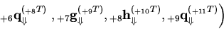 \begin{displaymath}
{}_{ + 6}{\rm {\bf q}}_{ \Downarrow} ^{({}_{ + 8}T)}\left. {...
...}_{ + 9}{\rm {\bf q}}_{ \Downarrow} ^{({}_{ + 11}T)}}
\right)
\end{displaymath}