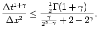 $\displaystyle \frac{\Delta t^{1+\gamma}}{\Delta x^2} \leq \frac{\frac{1}{2}\Gamma(1+\gamma)}{\frac{\gamma}{2^{2-\gamma}}+2-2^\gamma}.$
